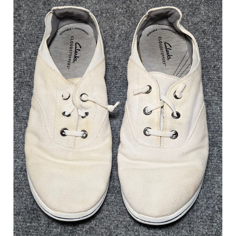 Clarks Cloudsteppers Canvas Lace-Up‎ Woman's 10 White